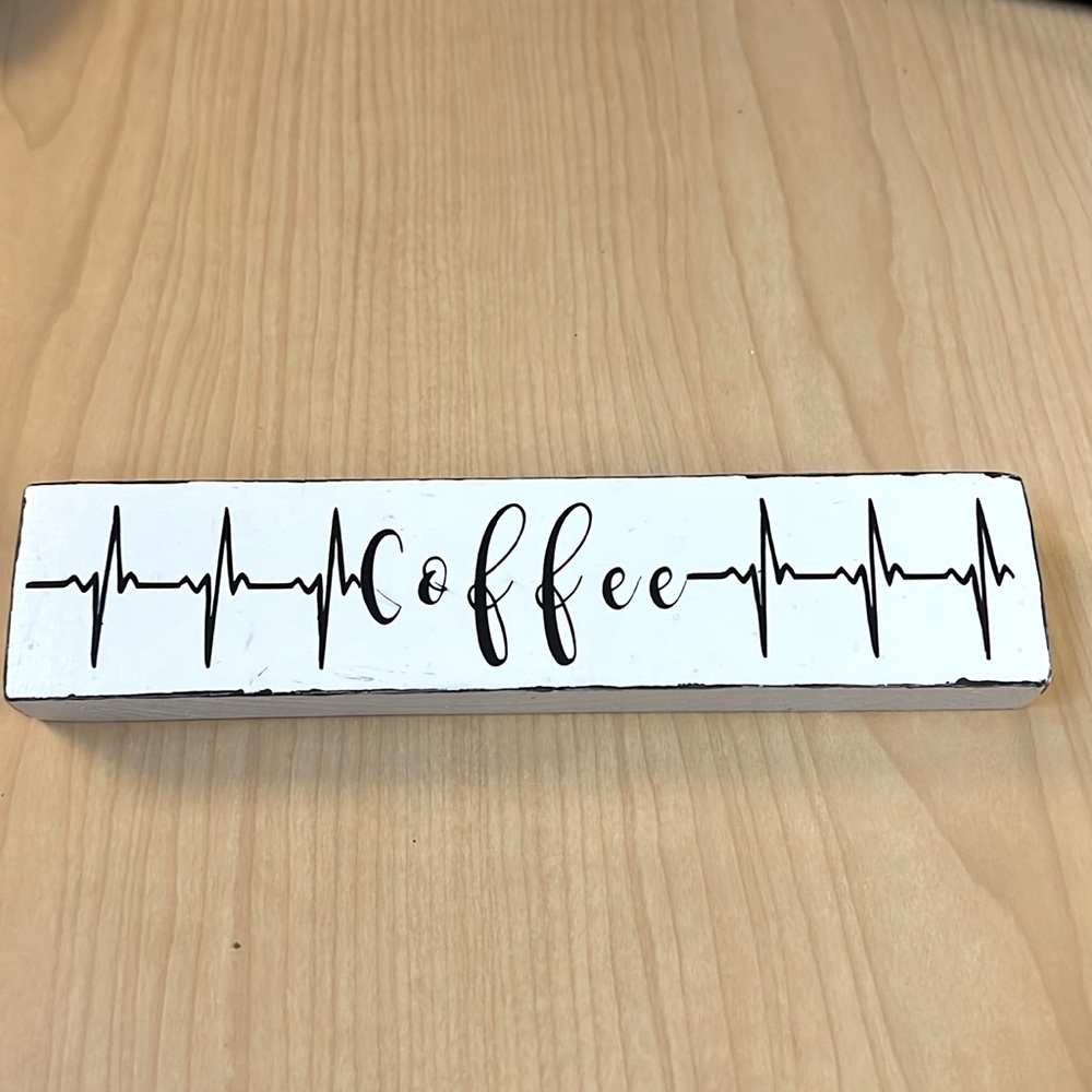 Coffee ☕️ Heartbeat Distressed wooden Sign